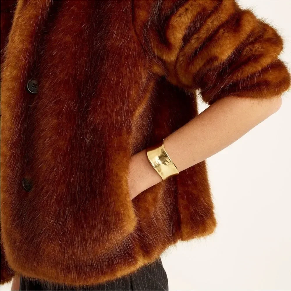 NWT J CREW Collection faux fur high collar jacket